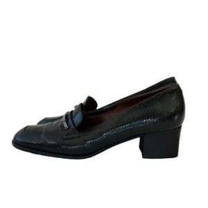 Bally Womens Black Heeled Loafers